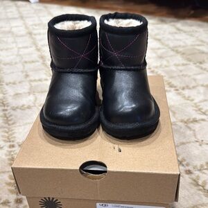 Black UGG Kids' Boots with Pink Stitching
